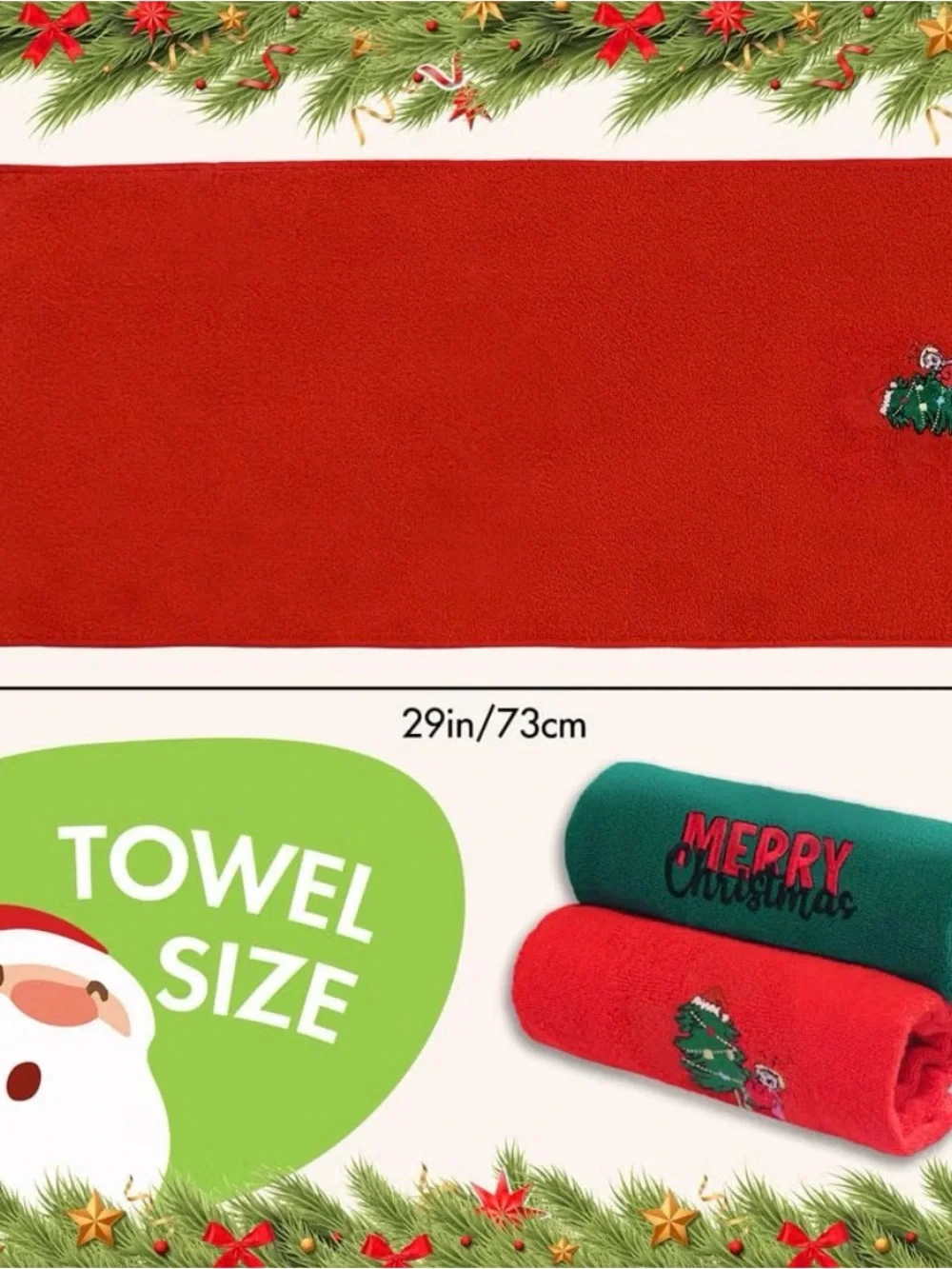 Holiday Kitchen Towels Set of 3 - Green, White & Red - NWOT